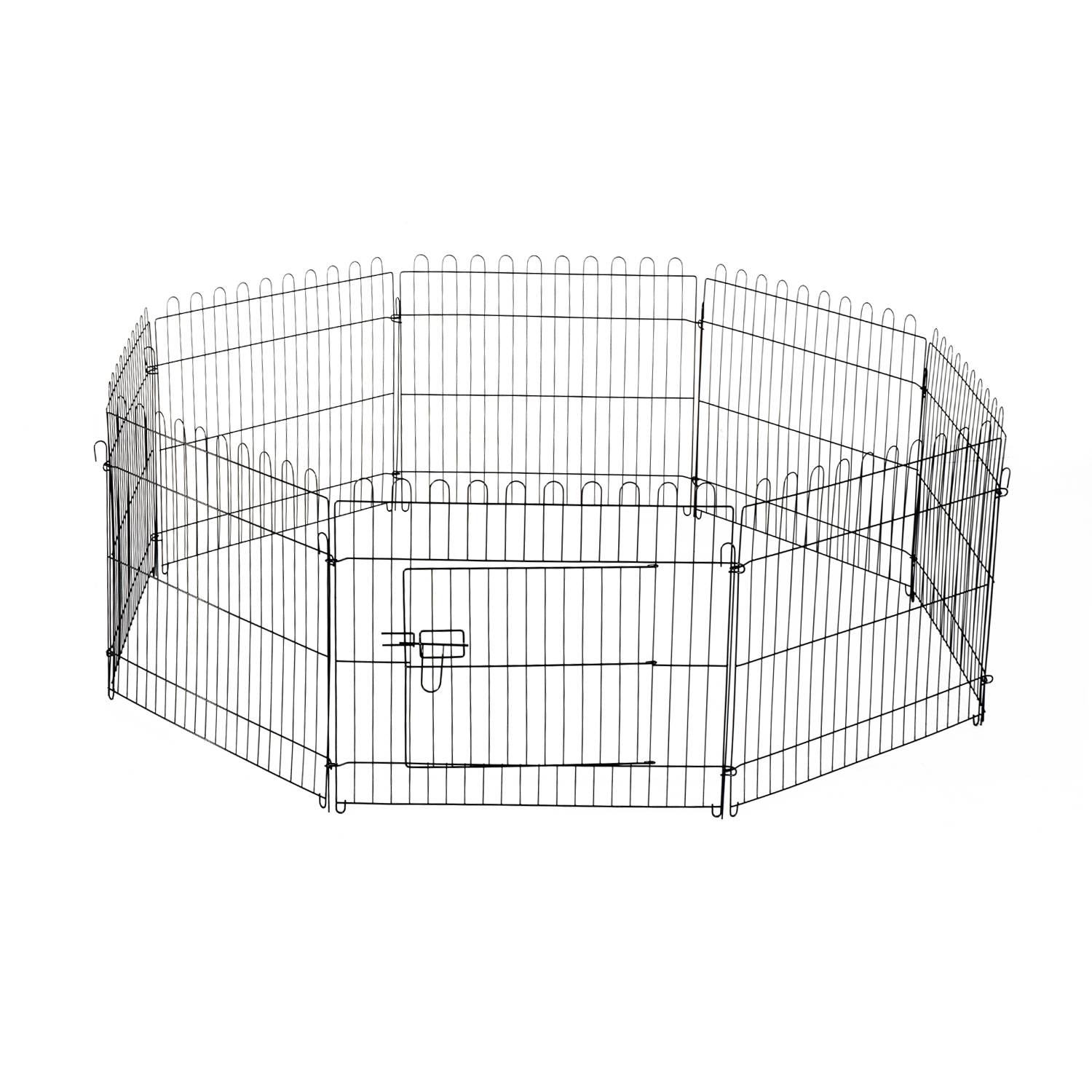 Parc pour chien 8 panneaux 71x61 cm, cage pliable en métal avec porte, pour jardin, terrasse ou extérieur, noir