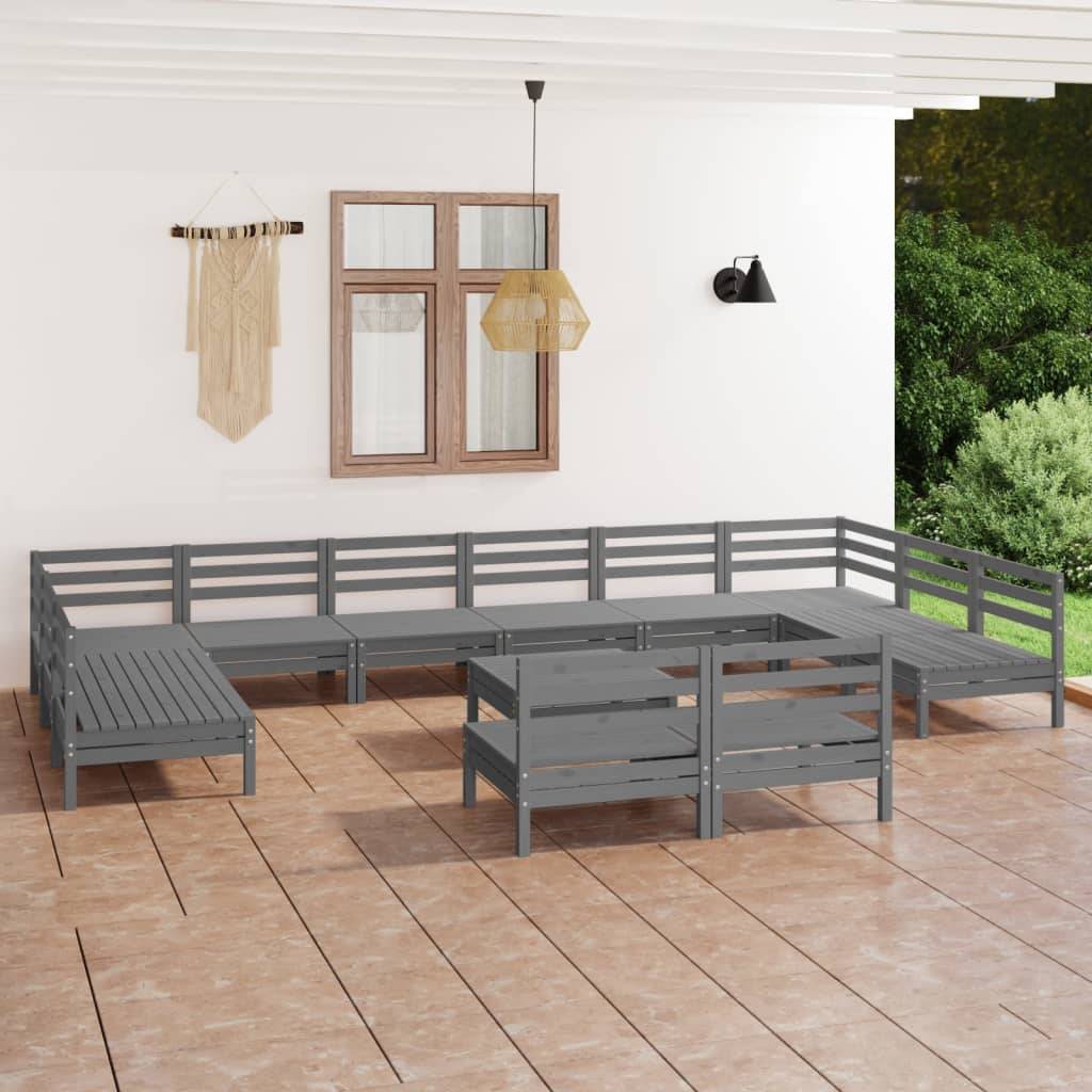 Vidaxl - Salon de jardin 13 pcs Gris Bois de pin massif vidaXL 3083461 - Image 1