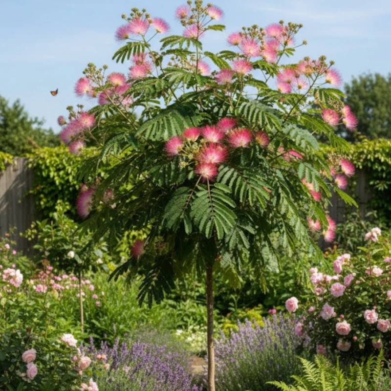 Arbre à soie Ombrella® 'Boulbri', Albizia à fleurs Rose - feuillage Caduc - Pot de 10L - 60/80 cm-  hauteur à maturité De 5,00 m à 10,00 m - Image 10
