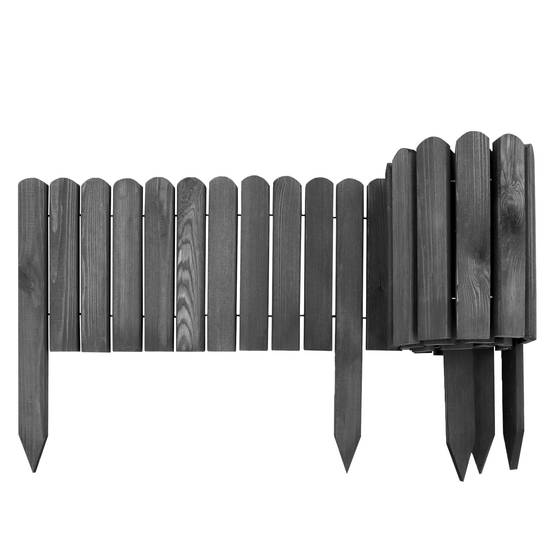 5x Clôture bois rouleau Gris 20x200 cm – Bordure jardin flexible, séparation pelouse et plates-bandes - Image 4
