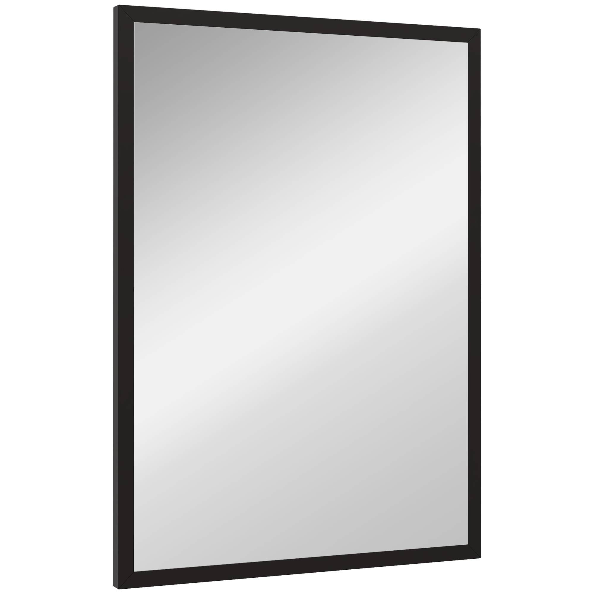 Sans Marque - Miroir mural rectangulaire crochets verre MDF 50x70 cm noir - Image 2