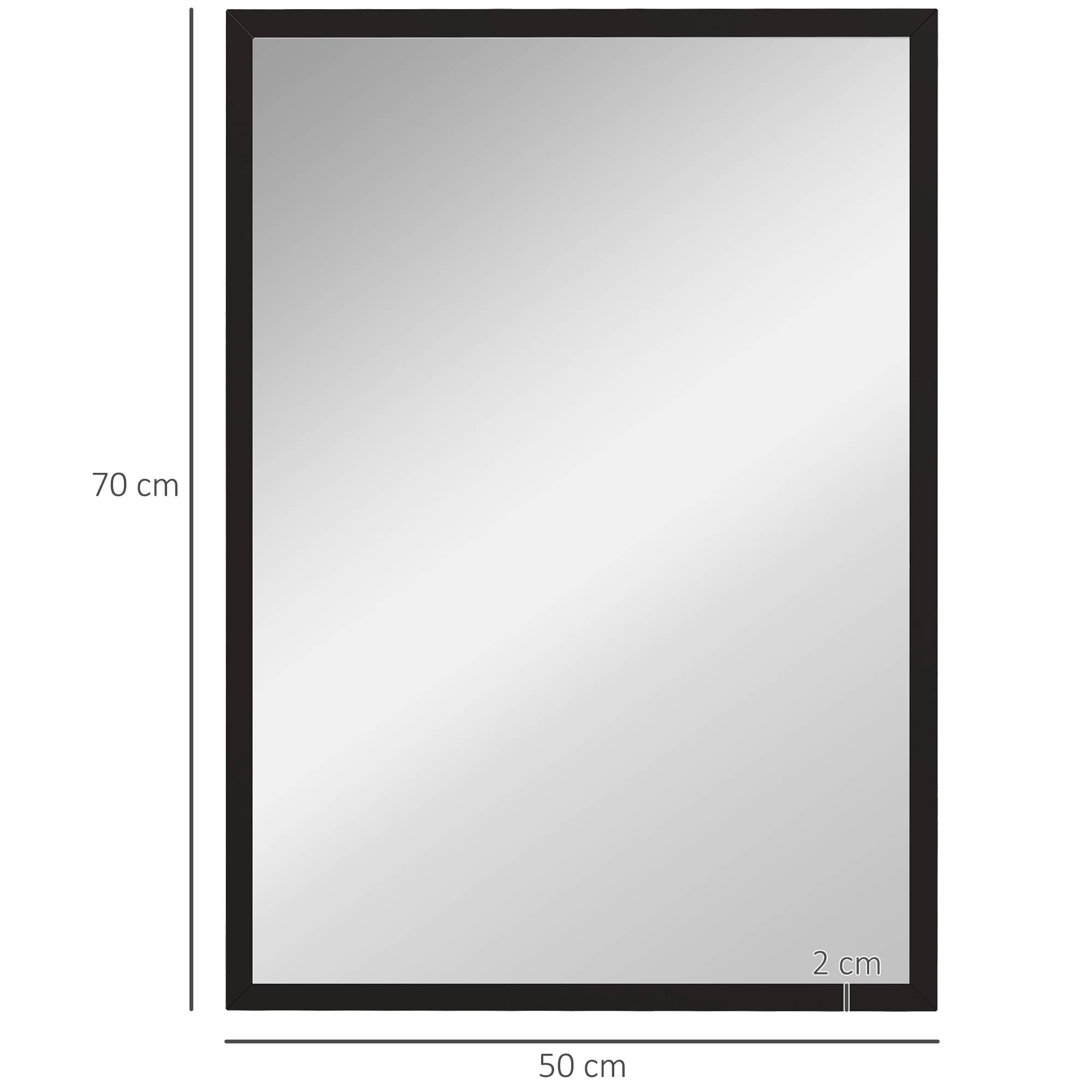 Sans Marque - Miroir mural rectangulaire crochets verre MDF 50x70 cm noir - Image 5