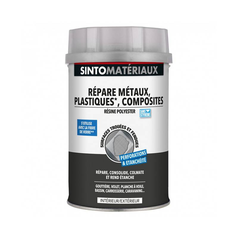 Résine polyester - répare métaux, plastiques, composites - 550g ou 1100g - SINTO - Contenance: Pot de 550g - Image 2