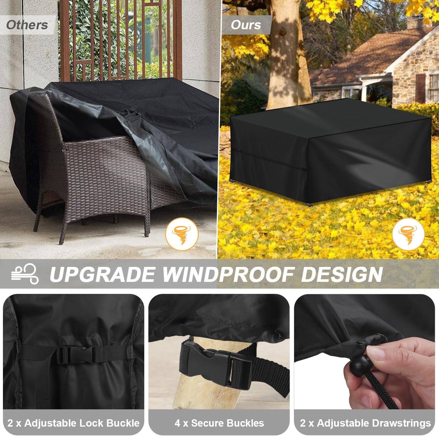 IntiMeg - Housse de protection pour meubles de jardin pour tables de jardin, 200 x 100 x 70 cm, bâche imperméable pour canapé de salon, bâche Oxford 420D - Image 3