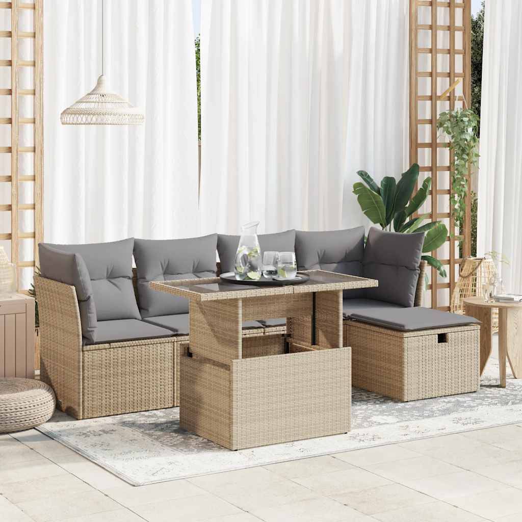 ComfortXL - Salon de jardin modulable 6 places résine tressée avec coffre de rangement Beige – ComfortXL Outdoor Living - Image 1