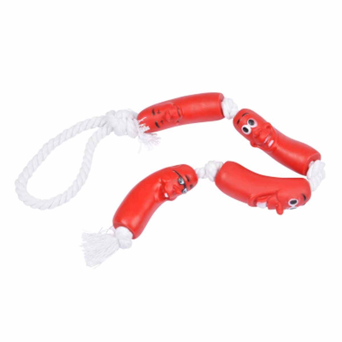 Jouet pour Chien "Chaîne de Saucisses" 7cm Rouge