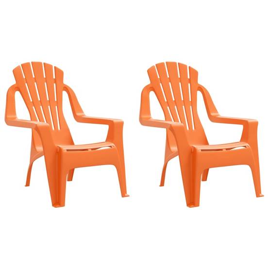 Lot de 2 Chaises de jardin pour enfants - Chaises d'extérieur - Fauteuils de jardin orange 37x34x44 cm PP - Image 1