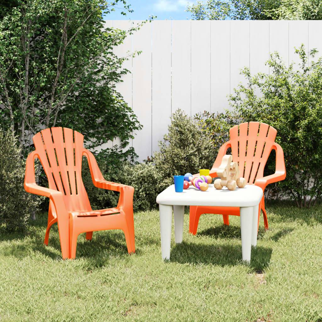 Lot de 2 Chaises de jardin pour enfants - Chaises d'extérieur - Fauteuils de jardin orange 37x34x44 cm PP - Image 2