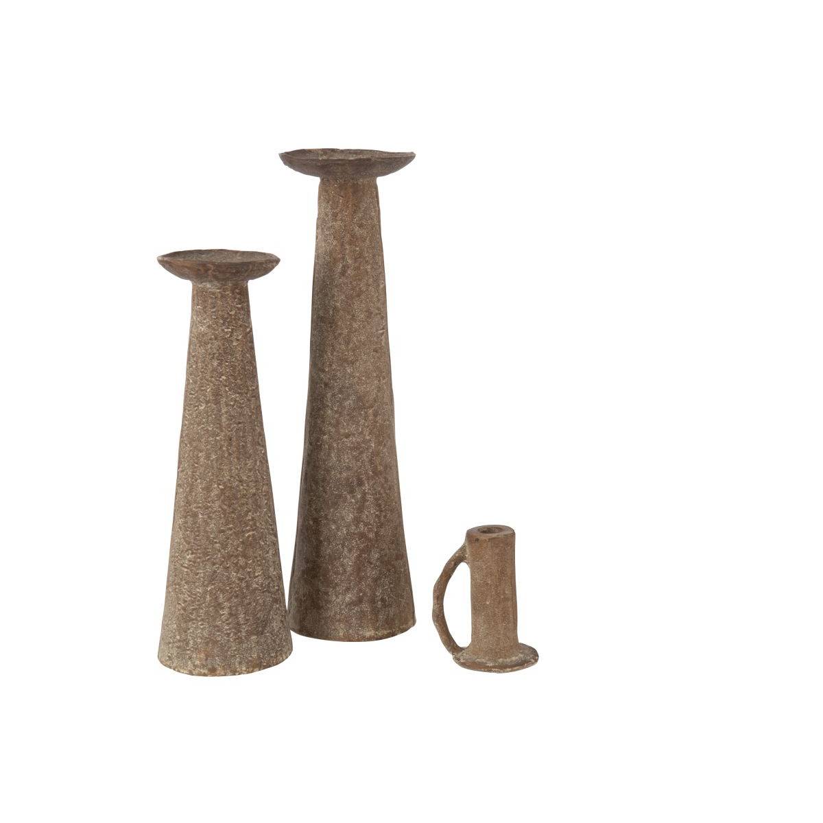 J-Line - Bougeoir Déco en Métal "Darrel" 36cm Marron - Image 3