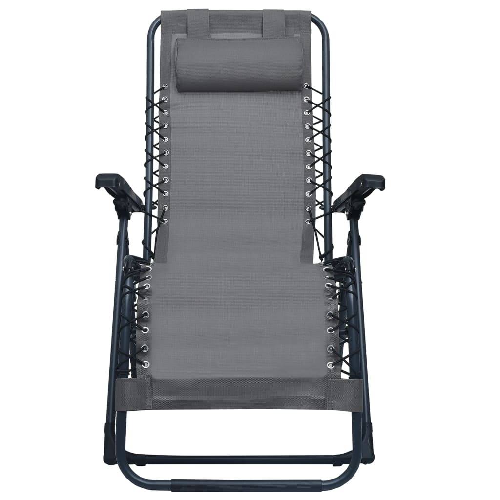Helloshop26 - Chaises pliables de terrasse 2 pièces gris textilène - Image 3