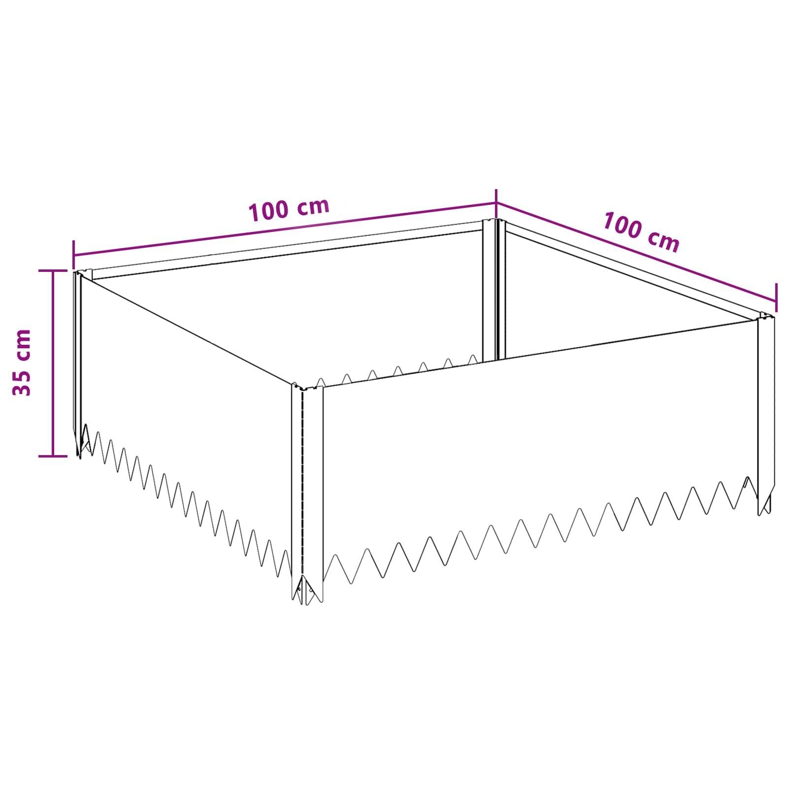 Bordure de jardin acier pour plates-bandes délimitation espaces 100x100x35cm argenté - ComfortXL Outdoor Living - Image 8
