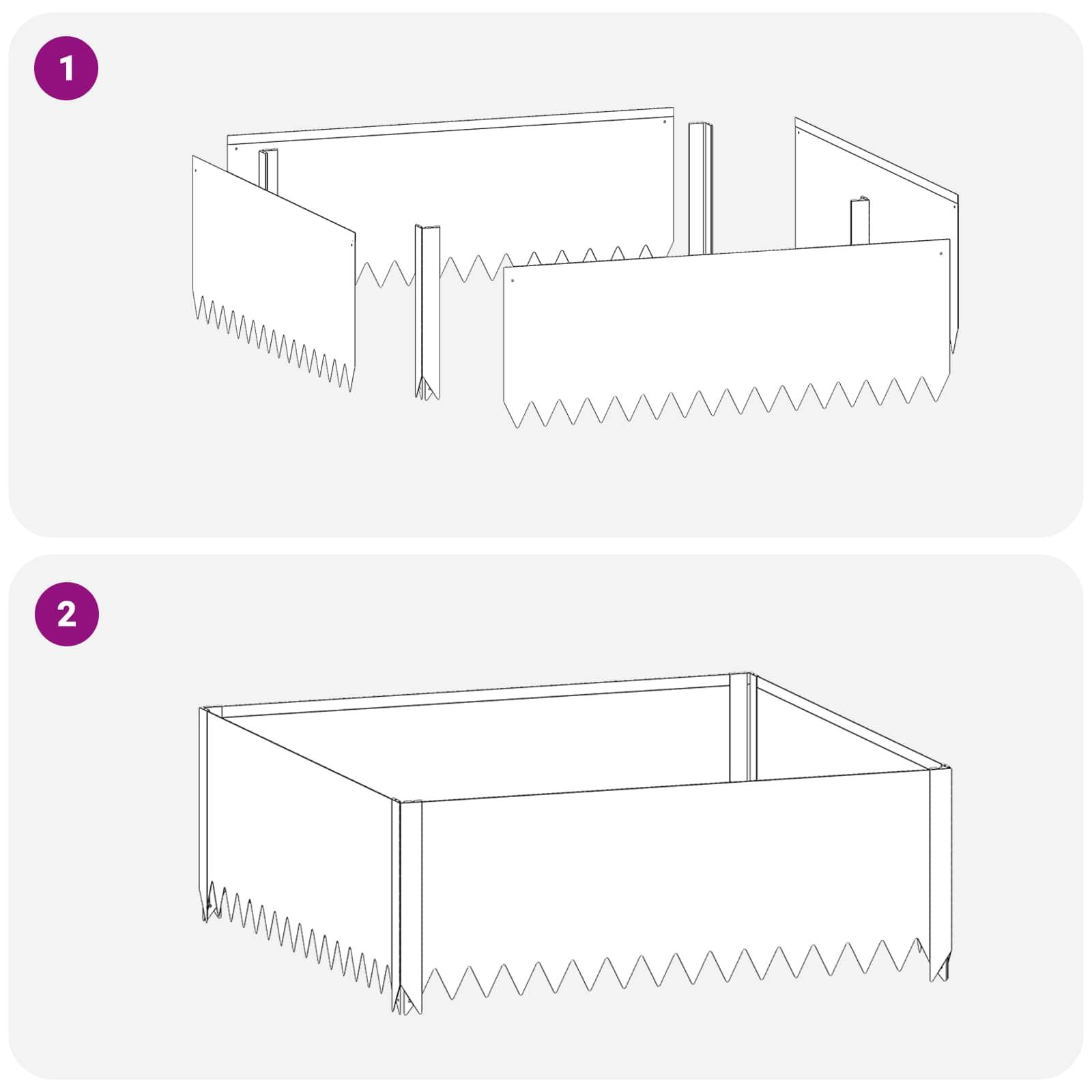 Bordure de jardin acier pour plates-bandes délimitation espaces 100x100x35cm argenté - ComfortXL Outdoor Living - Image 7