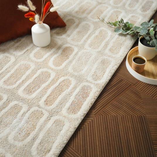 Decoweb - Tapis de salon ou chambre - Identité - Beige et écru - 160 x 230 cm - Decoweb - Image 4