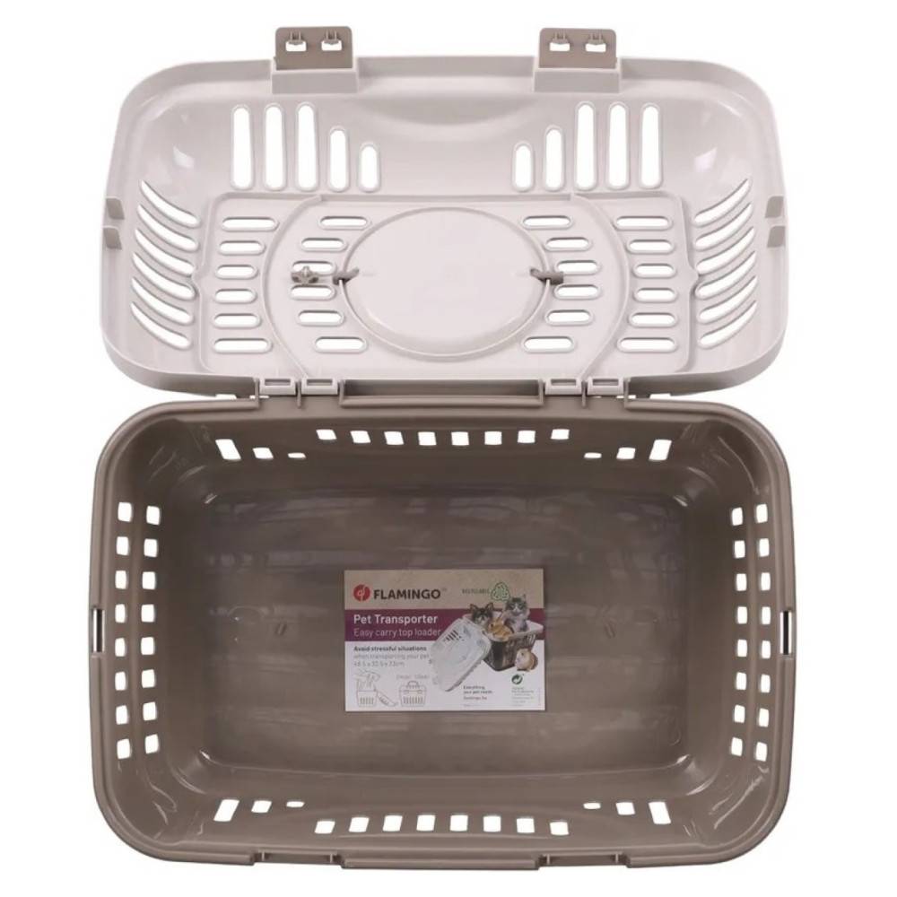 Flamingo - Cage de transport Darva taupe 48.5 x 33.5 x 33 cm animaux max 8 kg - Image 4