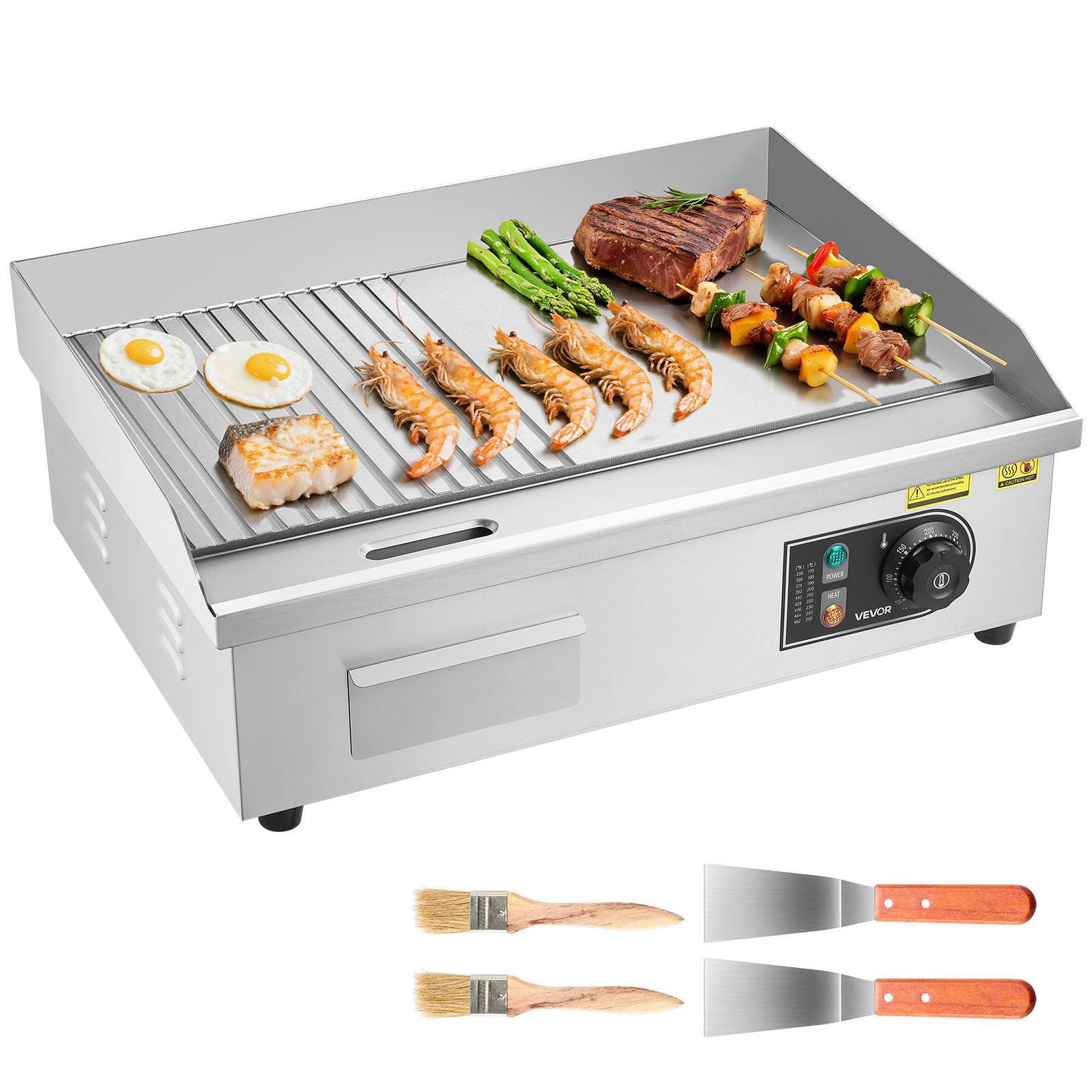 Vevor - VEVOR Plancha Électrique Commerciale Gril 535x300 mm 3200 W 2 Zones de Cuisson - Image 1