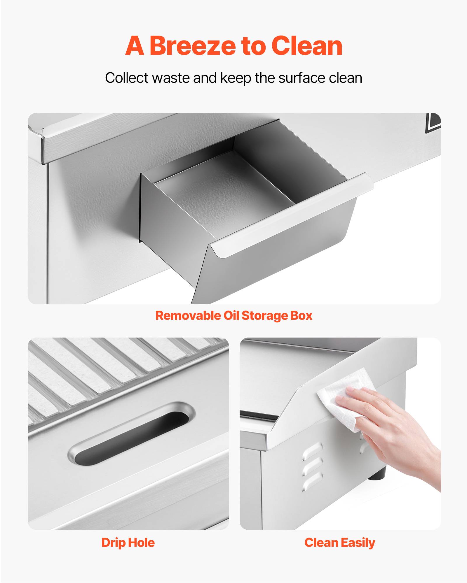 Vevor - VEVOR Plancha Électrique Commerciale Gril 535x300 mm 3200 W 2 Zones de Cuisson - Image 6