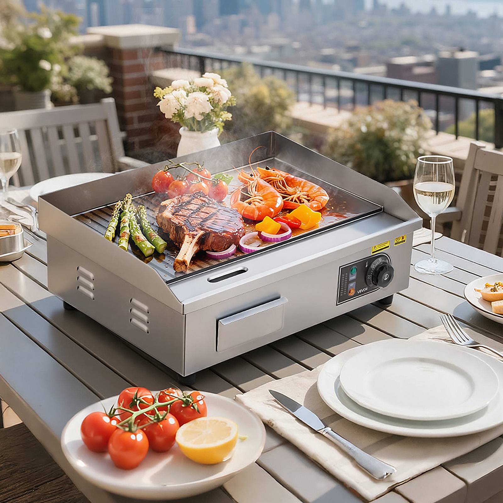 Vevor - VEVOR Plancha Électrique Commerciale Gril 535x300 mm 3200 W 2 Zones de Cuisson - Image 8
