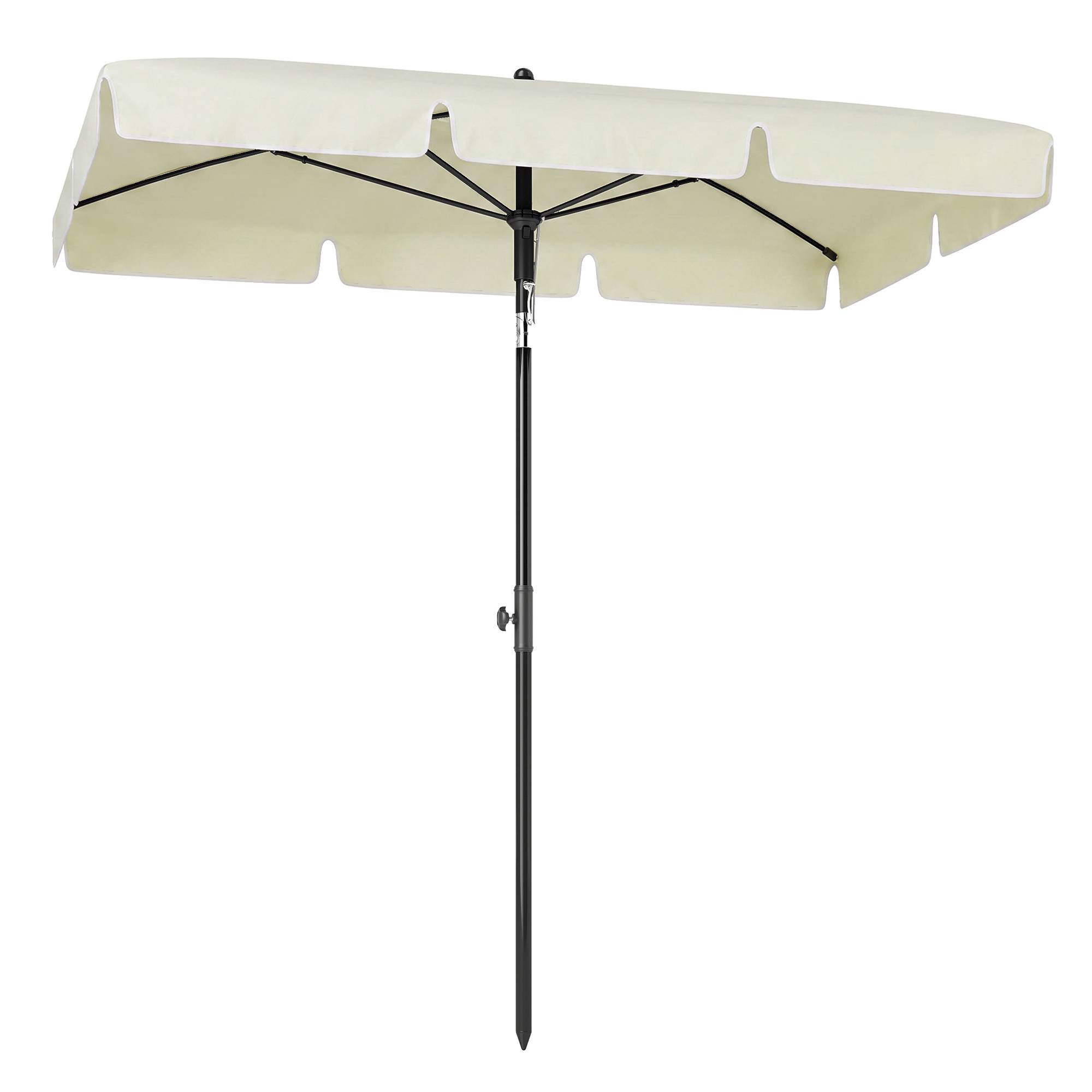 Parasol de jardin Parasol droit rectangulaire inclinable alu métal polyester haute densité 2 x 1,3 m beige clair - Image 2