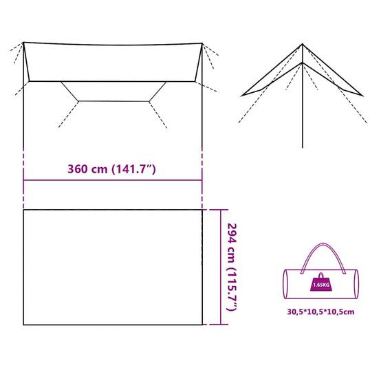 Tarp de Survie Tissu Oxford Ultra-Résistant Imperméable Abri pour Bushcraft Vert 360x294 cm – ComfortXL Outdoor Living - Image 10
