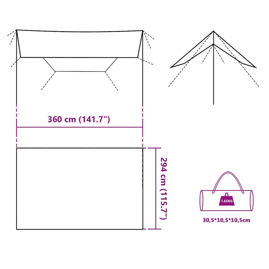 Tarp de Survie Tissu Oxford Ultra-Résistant Imperméable Abri pour Bushcraft Vert 360x294 cm – ComfortXL Outdoor Living - Image 10