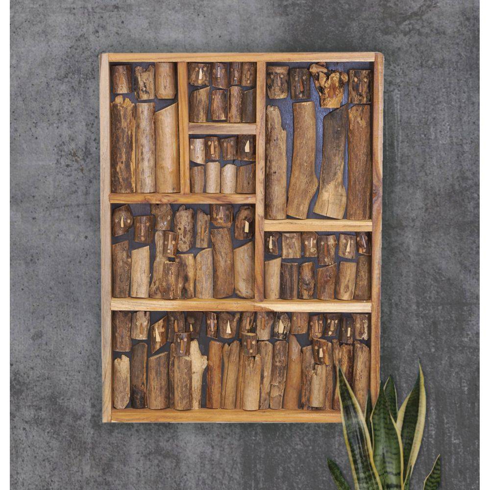 Aubry Gaspard - Décor mural Famille en teck recyclé 60 x 80 - Image 3