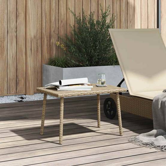 PANGIVO - Table basse de jardin rectangulaire beige résine tressée 60 x 40 x 37 cm - PANGIVO - Image 3