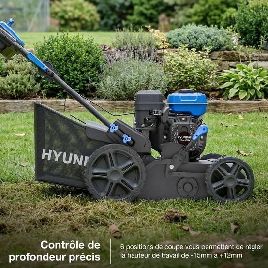 Scarificateur Aérateur Thermique 44 cm 223 cm3 7,5 CV - 6 Hauteurs, Bac 45 L HYSC225X Hyundai - Image 6