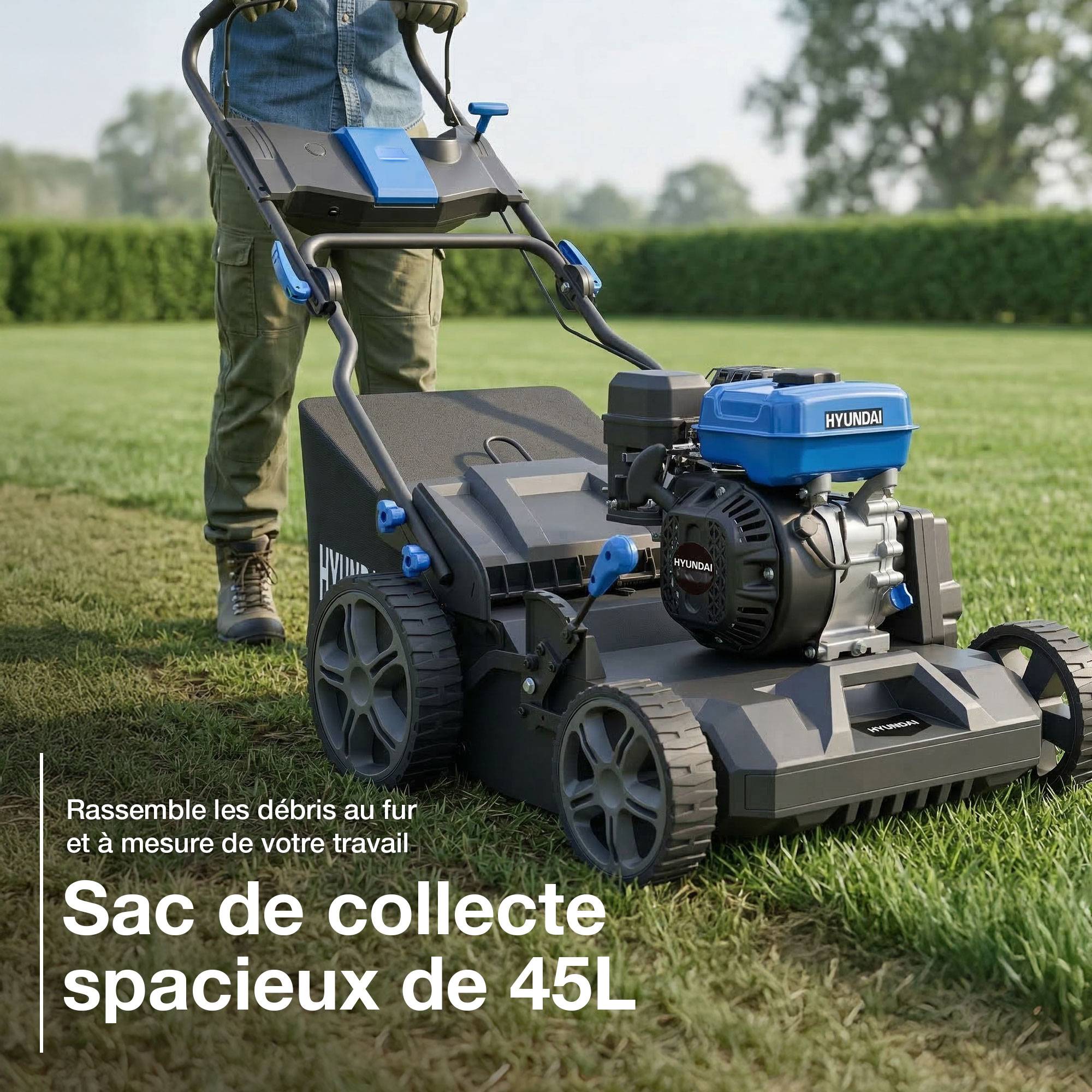 Scarificateur Aérateur Thermique 44 cm 223 cm3 7,5 CV - 6 Hauteurs, Bac 45 L HYSC225X Hyundai - Image 7