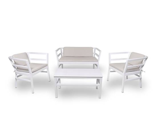 Set 2+1+1 armchairs-sofa-table indoor, outdoor white CLICK-CLACK Resol - Image 1