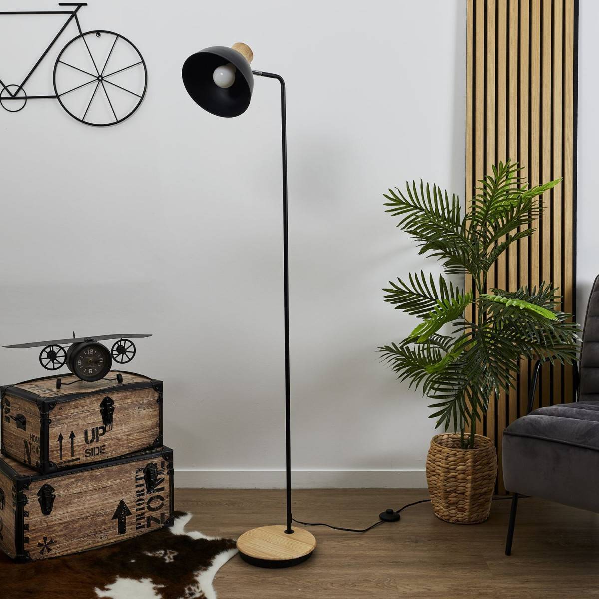 The Home Deco Factory - Lampadaire Industriel "Jarred" 145cm Noir - Image 7