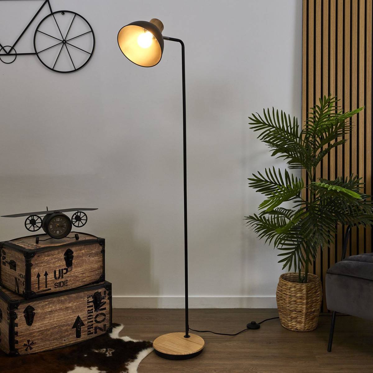 The Home Deco Factory - Lampadaire Industriel "Jarred" 145cm Noir - Image 8