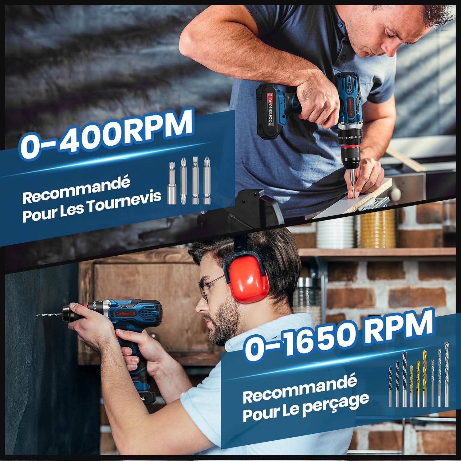 Perceuse à percussion sans fil 21 V FAHEFANA - Image 3