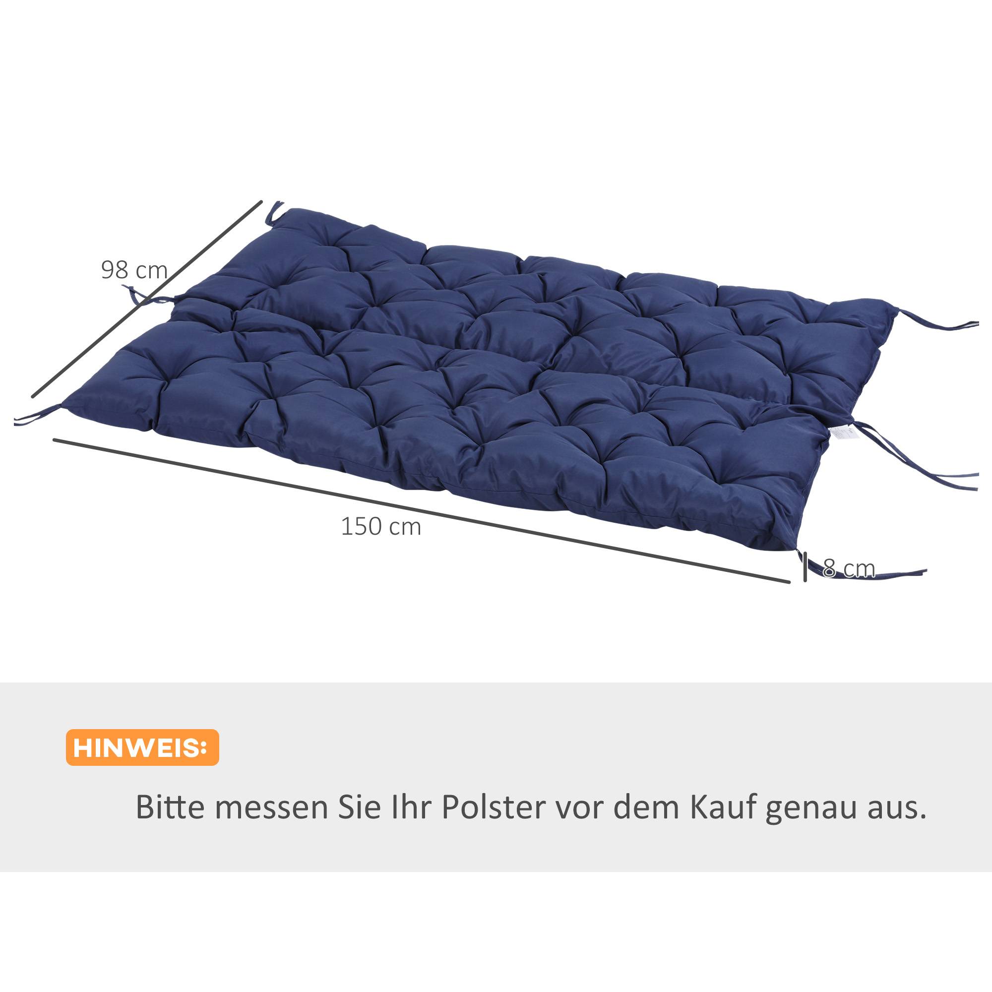Coussin de banc 3 places en polyester bleu, 150 x 98 x 8 cm - PANGIVO - Image 3