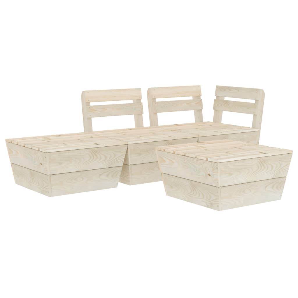 Helloshop26 - Salon de jardin meuble d'extérieur ensemble de mobilier palette 4 pièces bois d'épicéa imprégné - Image 1