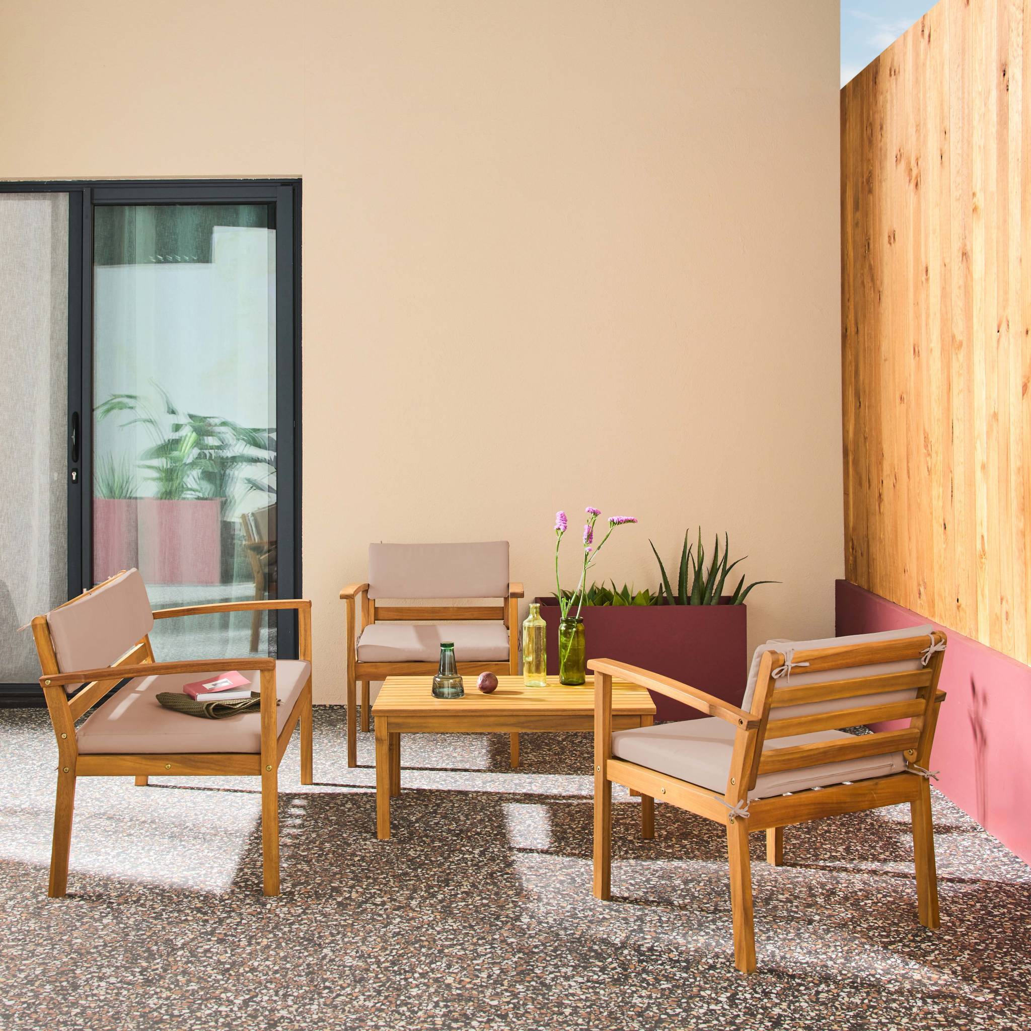 sweeek - Salon de jardin bois d'acacia 4 places marron - Komoda | sweeek - Image 3