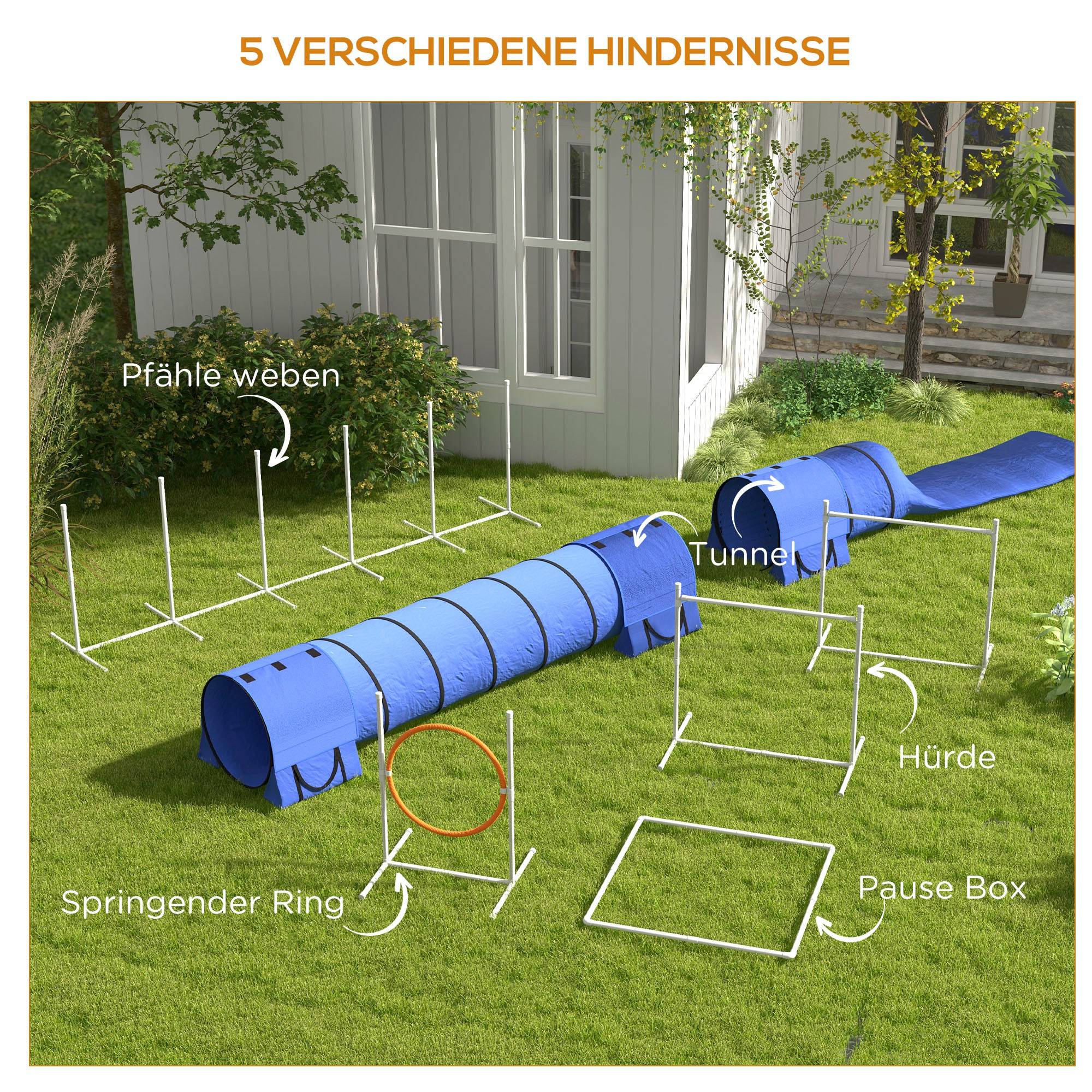 ComfortXL - Parcours agilité chien plastique 7 pièces bleu rouge blanc réglable extérieur - ComfortXL Outdoor Living - Image 7