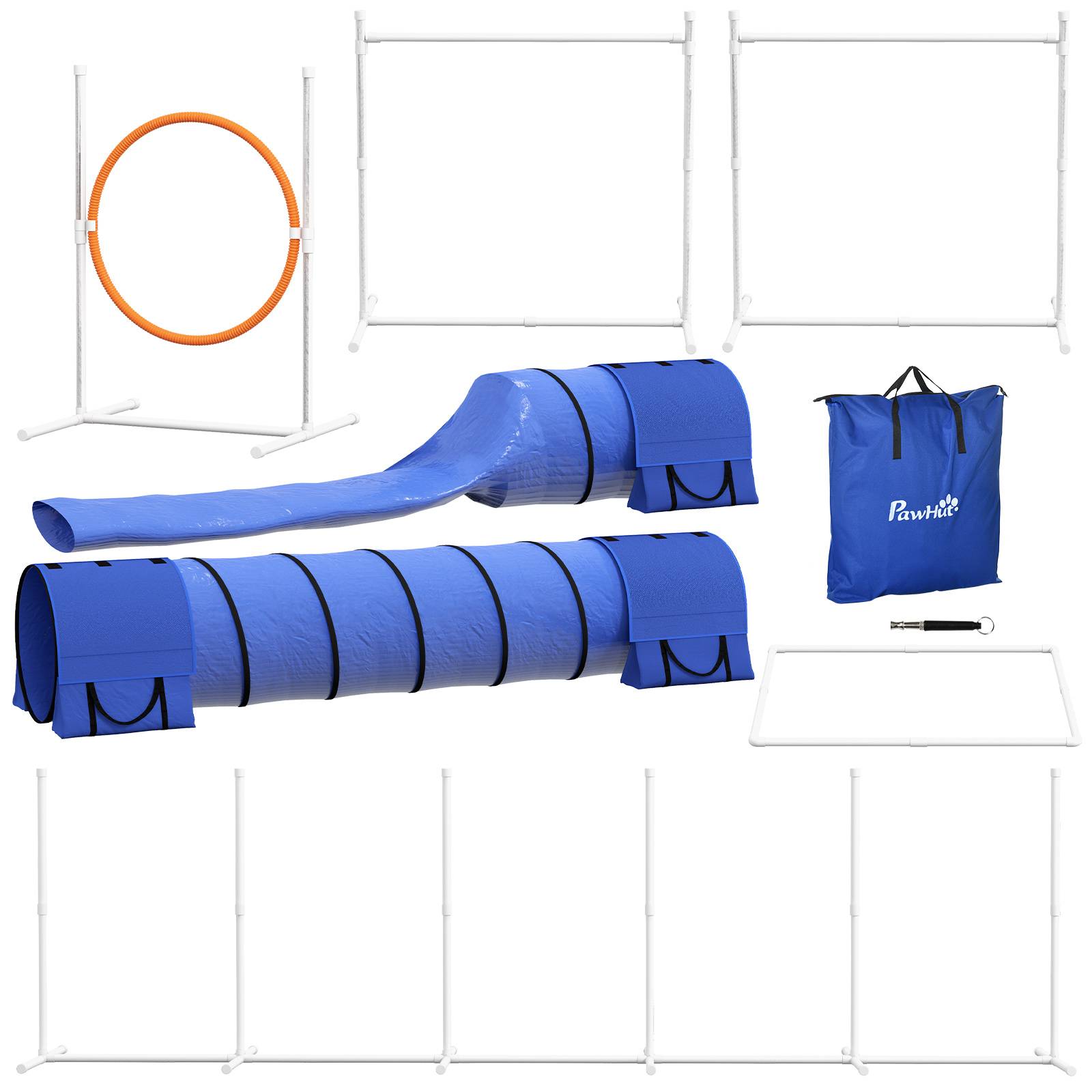 ComfortXL - Parcours agilité chien plastique 7 pièces bleu rouge blanc réglable extérieur - ComfortXL Outdoor Living - Image 2