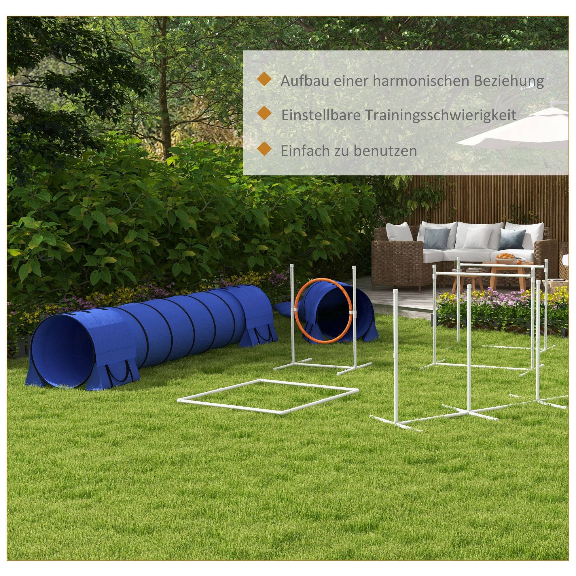 ComfortXL - Parcours agilité chien plastique 7 pièces bleu rouge blanc réglable extérieur - ComfortXL Outdoor Living - Image 8