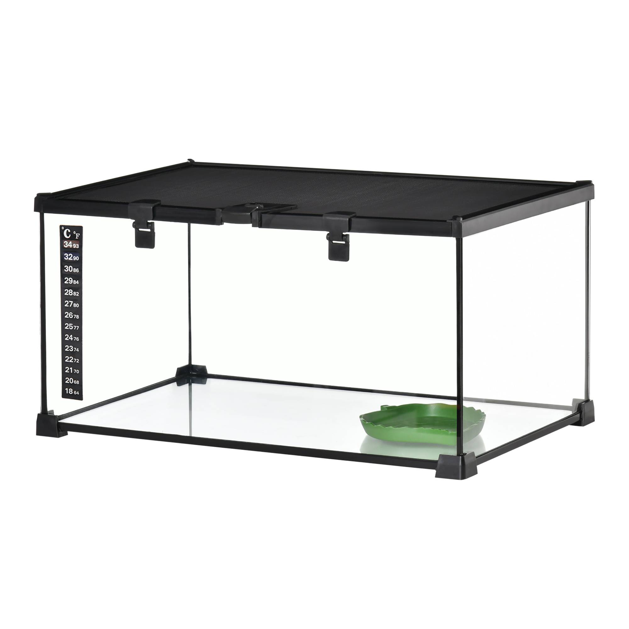 Boîte à reptiles boîte d'élevage de reptiles habitat de terrarium transparent couvercle coulissant noir - Image 2