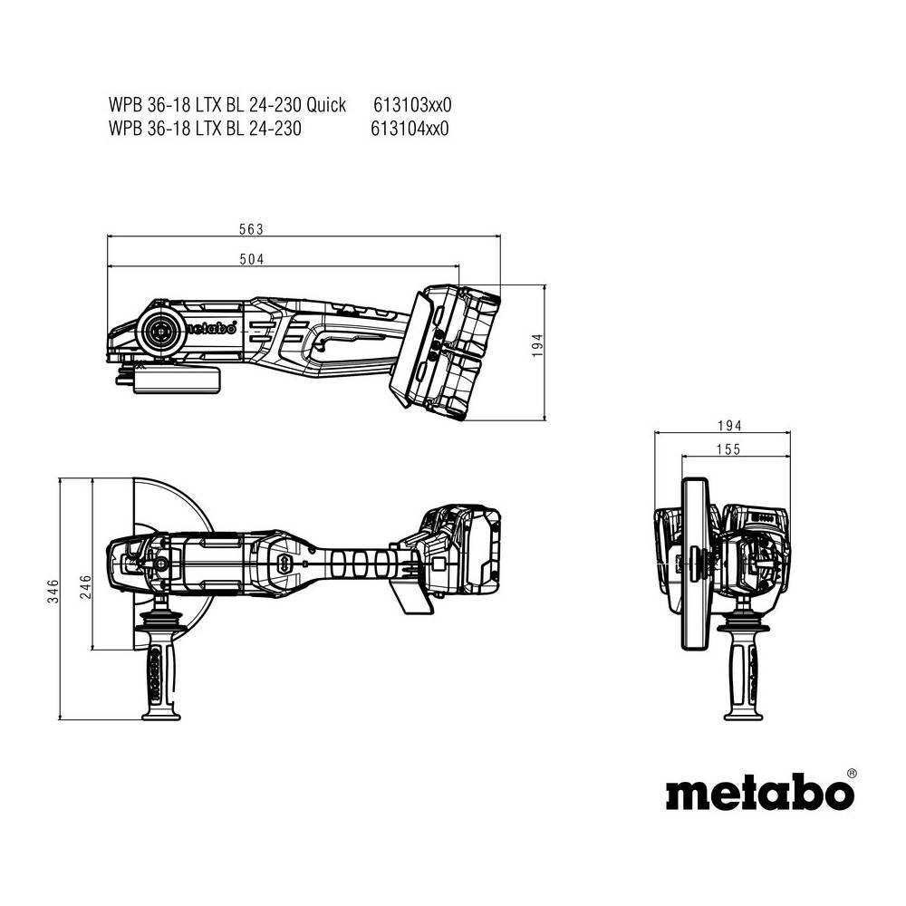 Metabo - Meuleuse d'angle METABO WPB 36-18 LTX BL 24-230 QUICK - Sans batterie, ni chargeur - 613103840 - Image 4