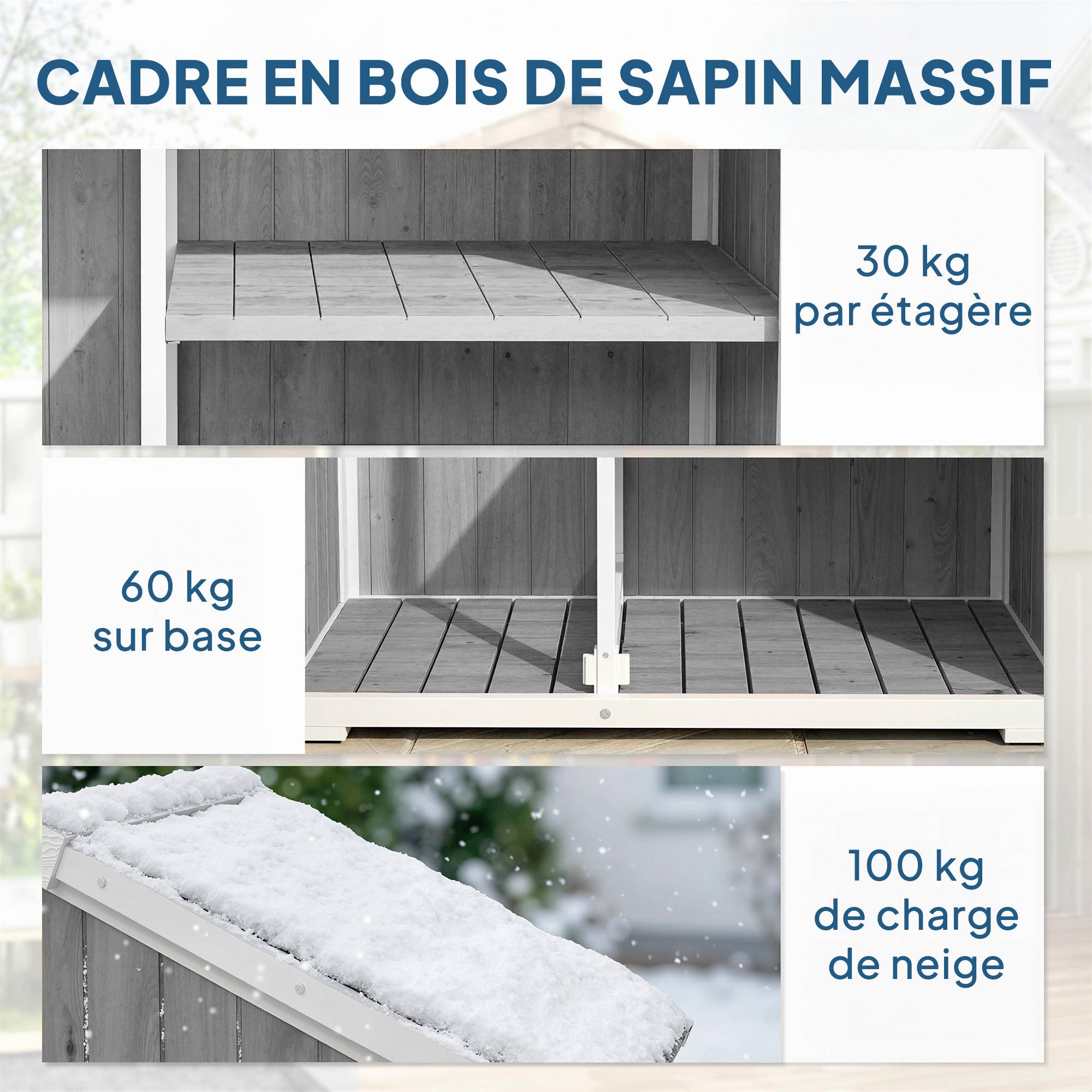 Sans Marque - Armoire de Jardin Abri de Jardin Étanche avec Toit en Métal Double Porte pour Outils de Jardinage 105x55x179cm Gris - Image 9