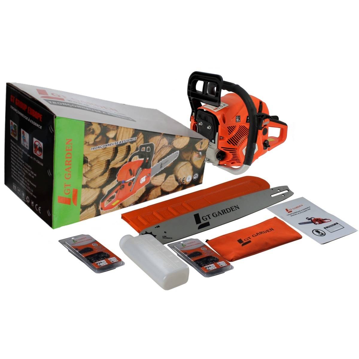 Gt Garden - Tronçonneuse thermique 62 cm3, 3.5 CV, guide 45 cm, 2 chaînes - GT GARDEN - Image 7