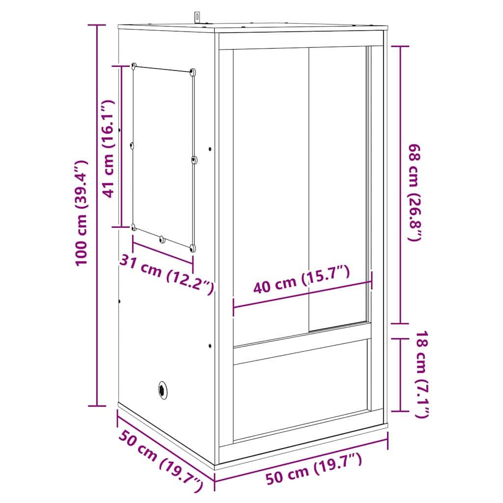 Vidaxl - Terrarium Marron 50 x 50 x 100 cm OSB vidaXL 876734 - Image 3