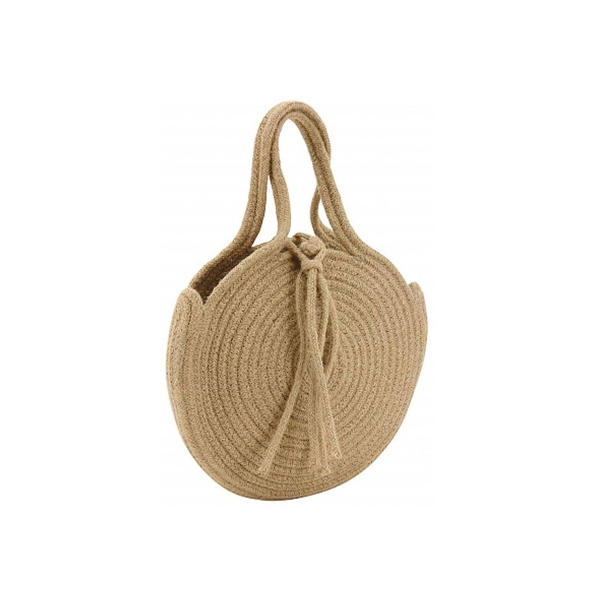 Aubry Gaspard - Sac rond en corde de coton et jute Beige - Image 1