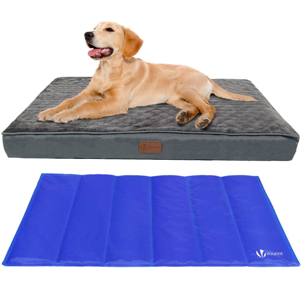 Vounot - Matelas panier pour chien avec tapis gel rafraichissant amovible 91x70x9cm - Image 1