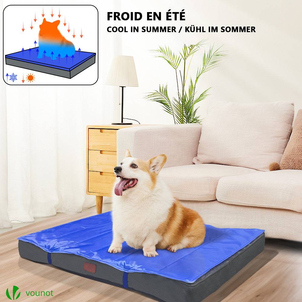 Vounot - Matelas panier pour chien avec tapis gel rafraichissant amovible 91x70x9cm - Image 3