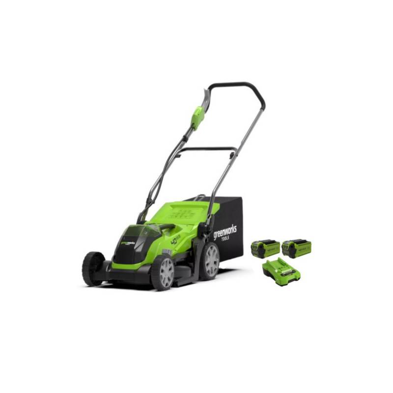 Greenworks - Tondeuse à gazon poussée 35cm 40V GREENWORKS - 2 Batteries 2,0Ah - Chargeur - G40LM35K2X - Image 1