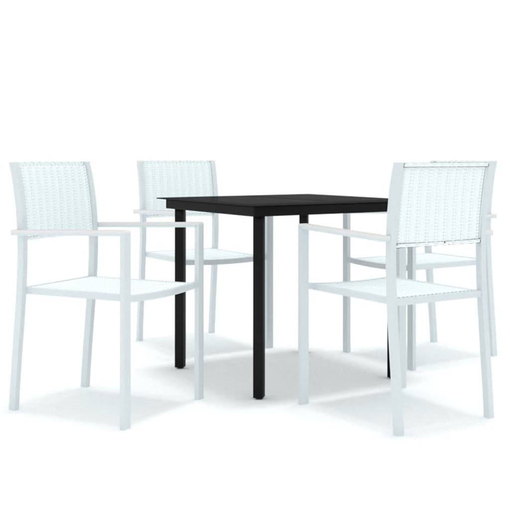 Ensemble Repas 4P Plastique Aspect Rotin et Acier Blanc – ComfortXL Outdoor Living - Image 2