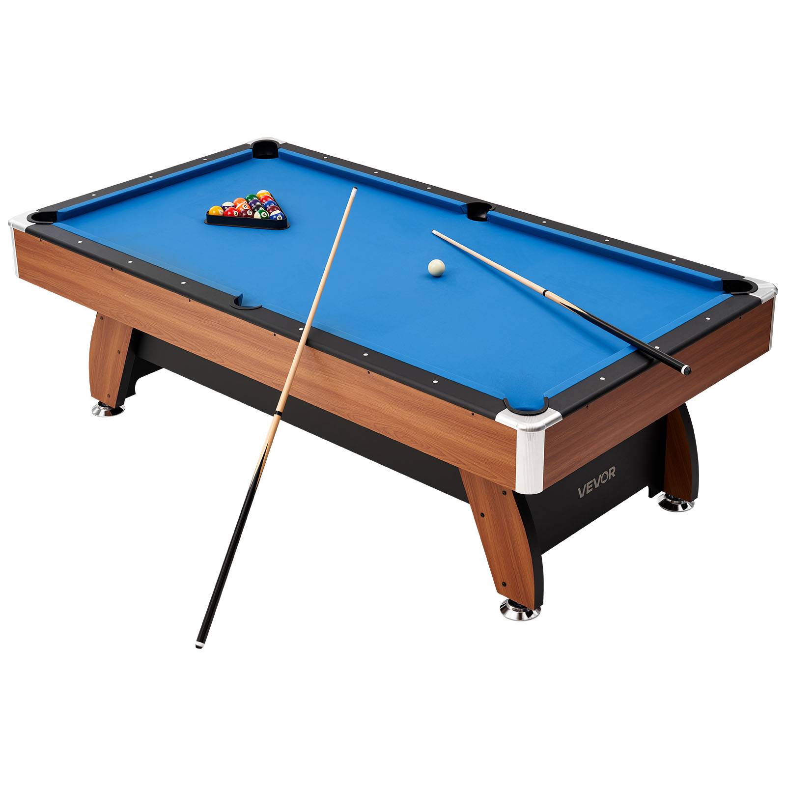 Vevor - VEVOR Table de billard 244 cm finition bois avec tissu bleu pour salle de jeux - Image 1
