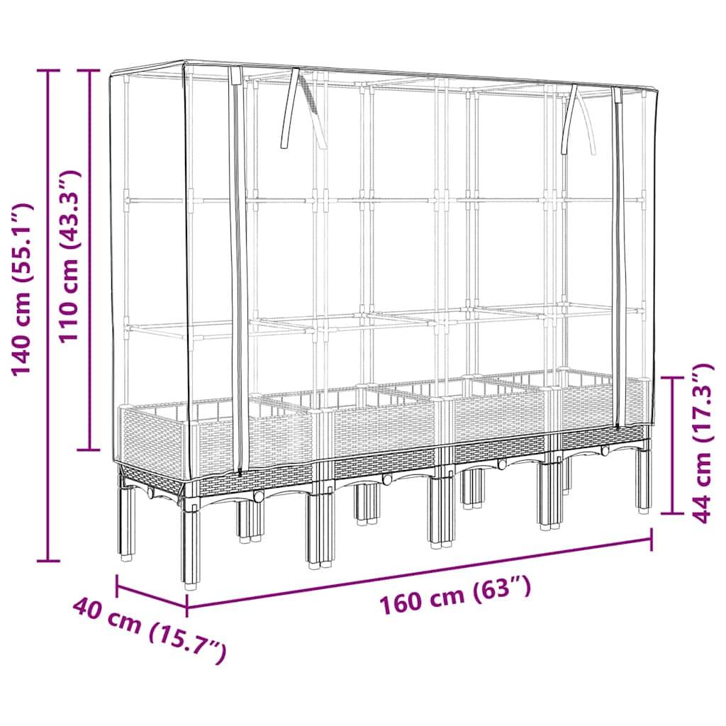 Vidaxl - Jardinière surélevée avec housse aspect rotin 160x40x140 cm vidaXL 4015835 - Image 3